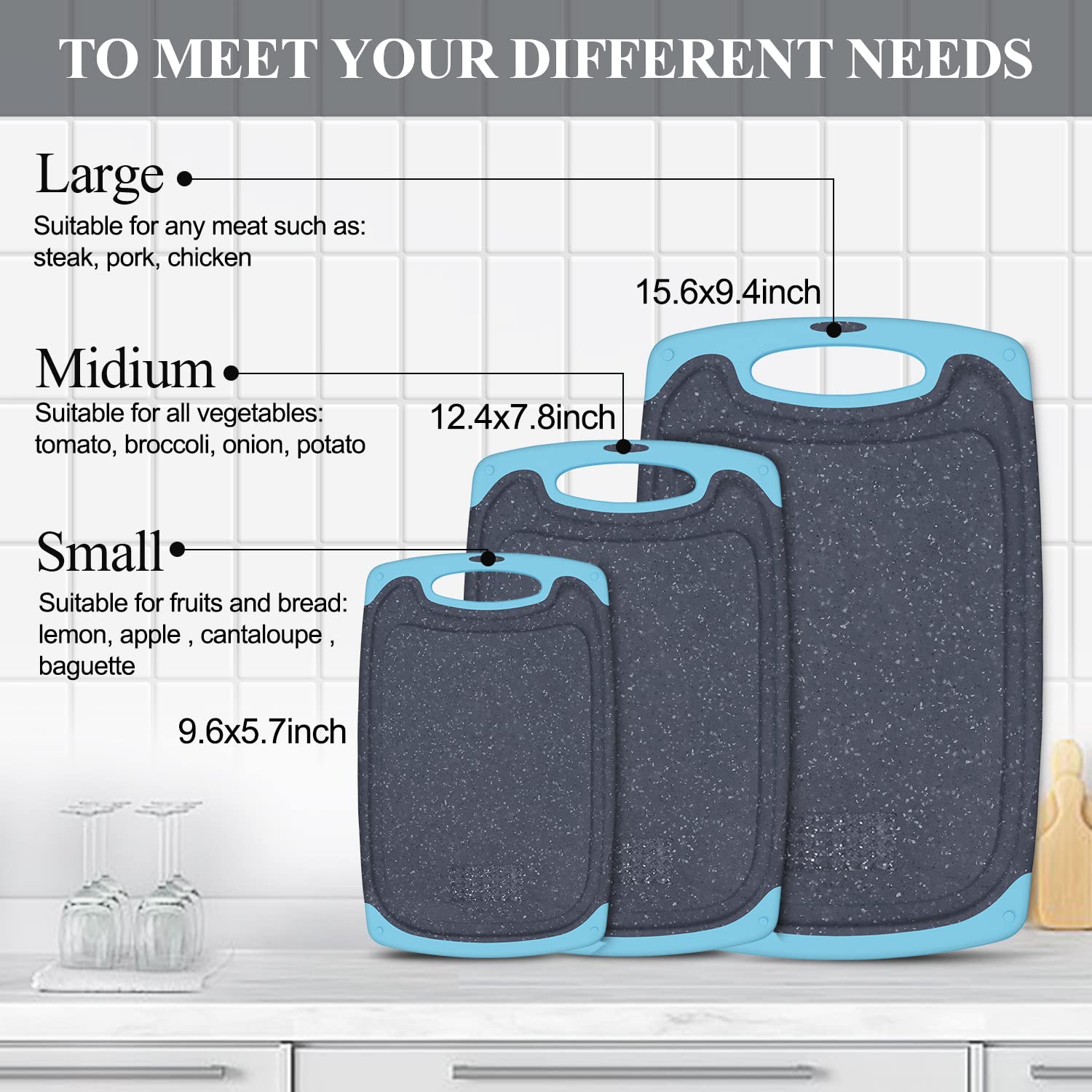 Viretang aqua small cutting board for fruits and quick slices