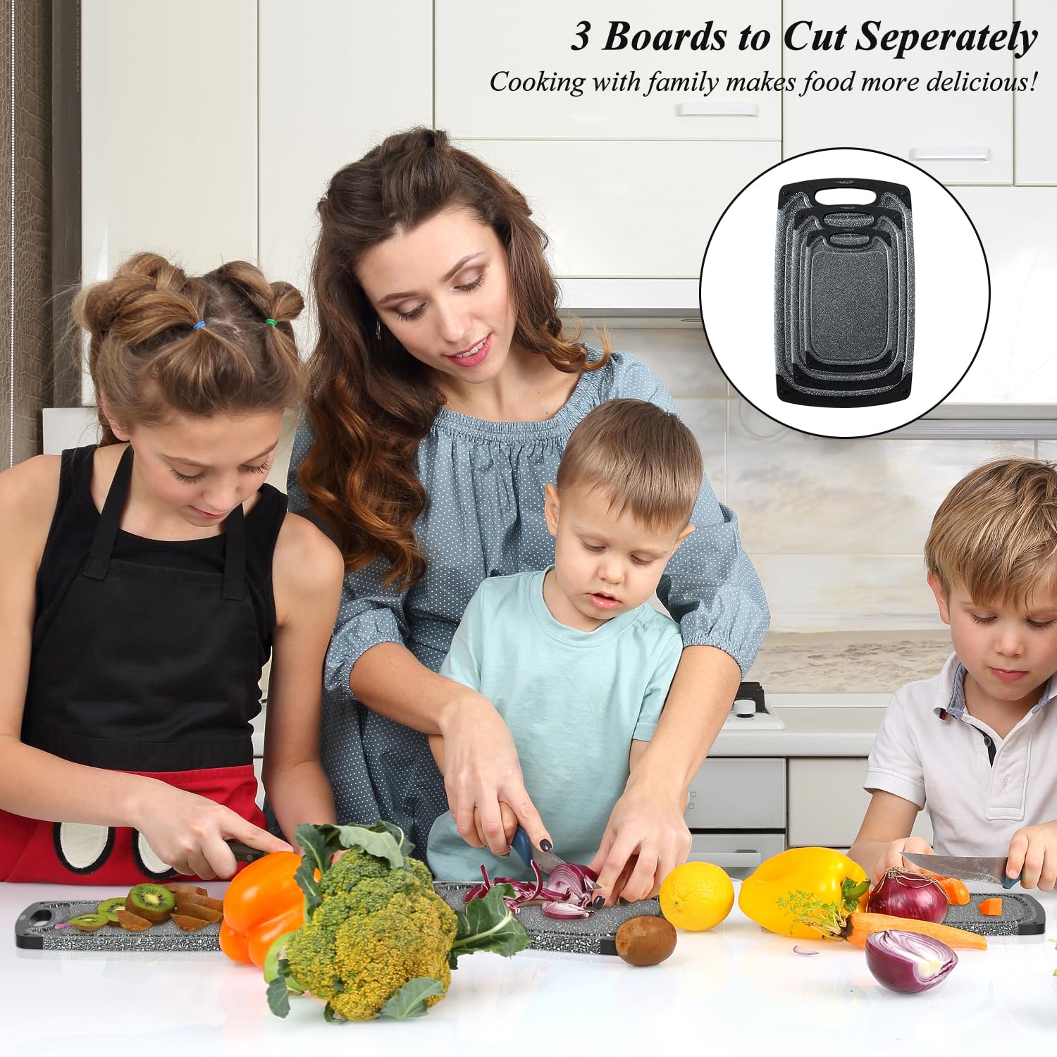 Viretang cutting board juice-groove: catches juices to keep countertops clean.
