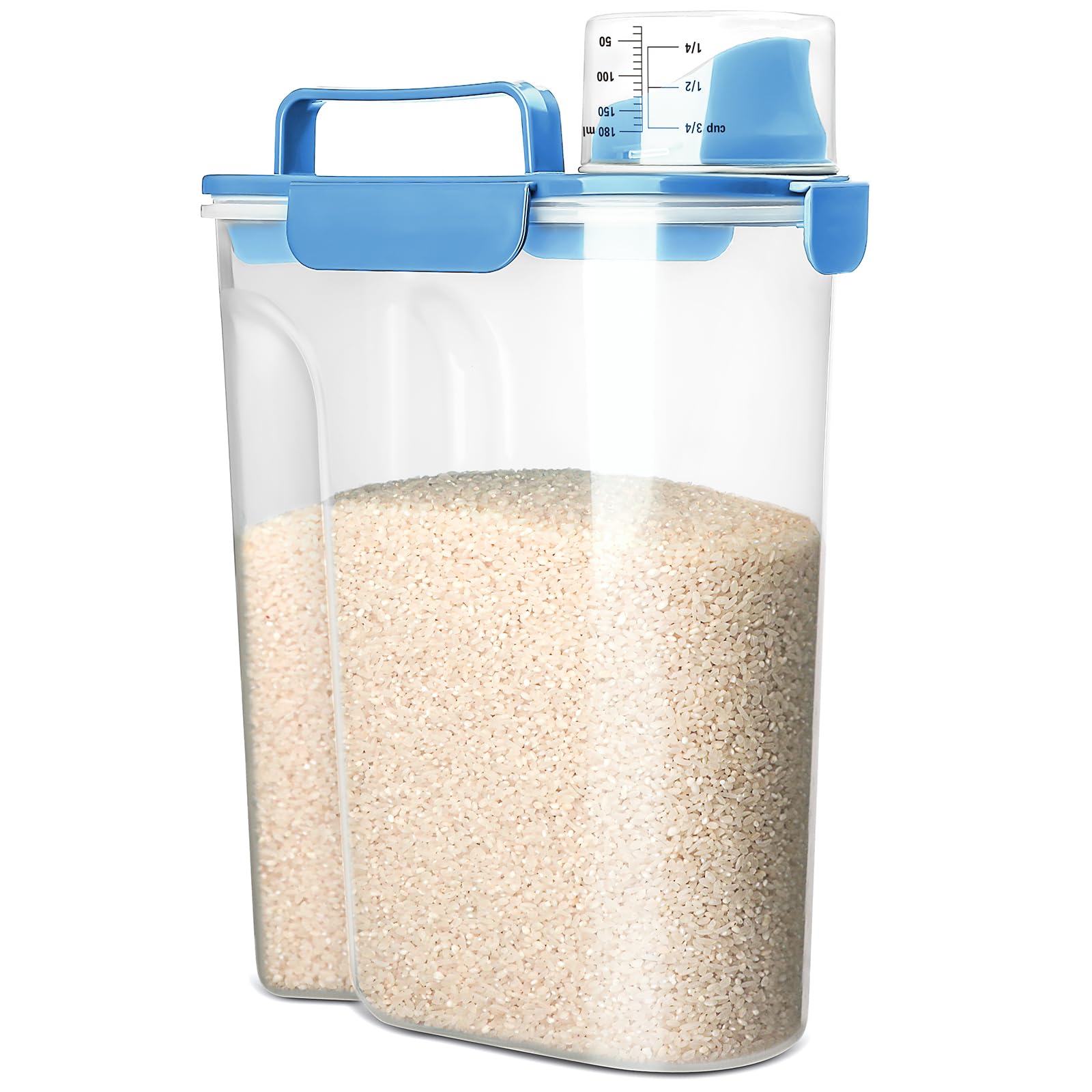 Viretec 6L airtight rice container with a secure closed lid keeps foods dry.