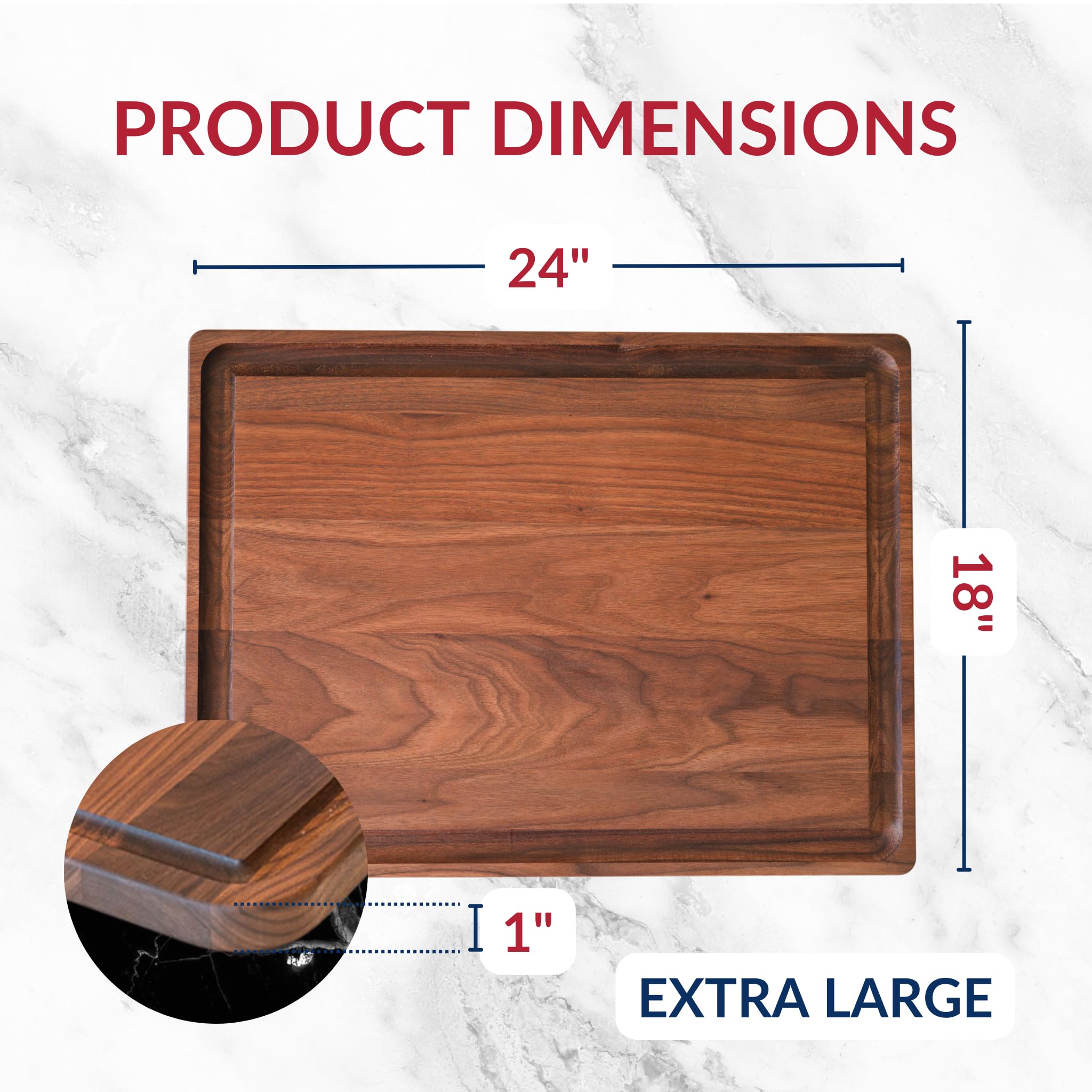 Virginia Boys Kitchens cutting board showcases sustainable walnut with natural warmth.