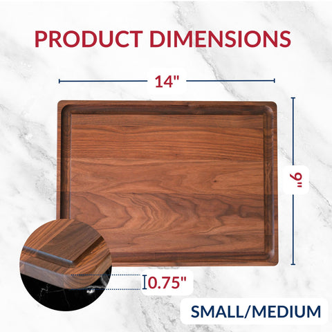 Virginia Boys Kitchens walnut cutting board on table for prep and serving