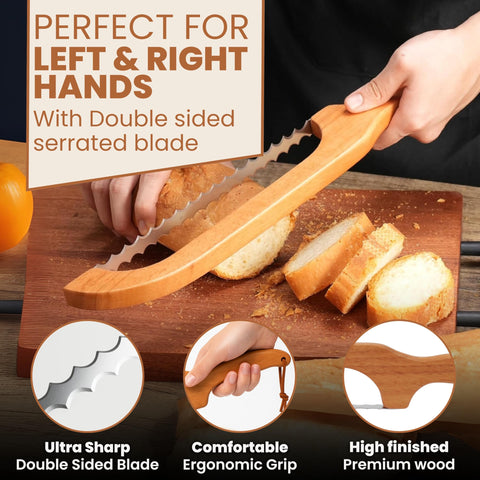 VIRDIUM safety arch design protects hands during bread cutting.