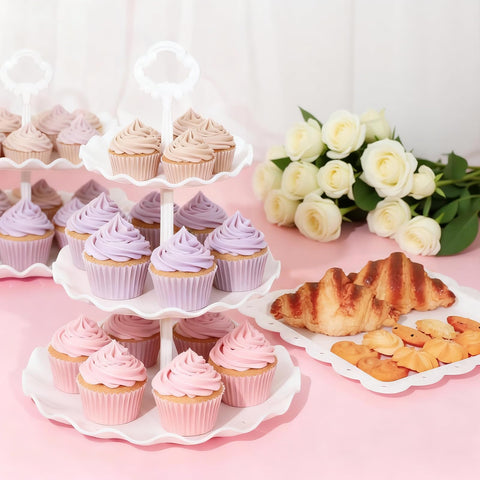 VISCOO openwork cupcake stand with curved edges adds stylish height to treats