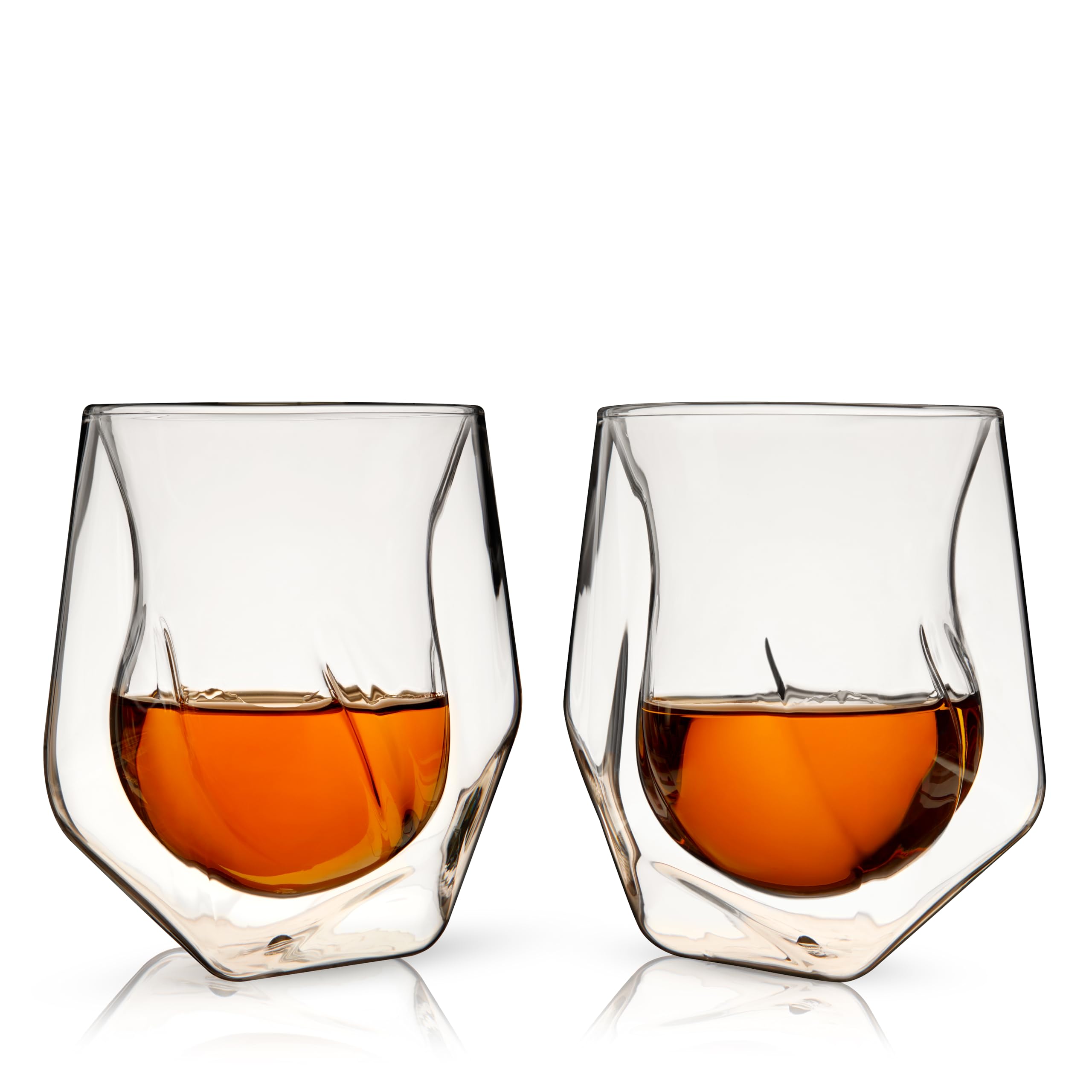 Viski aerating whiskey tumbler with double-wall construction directs cooler aromas.