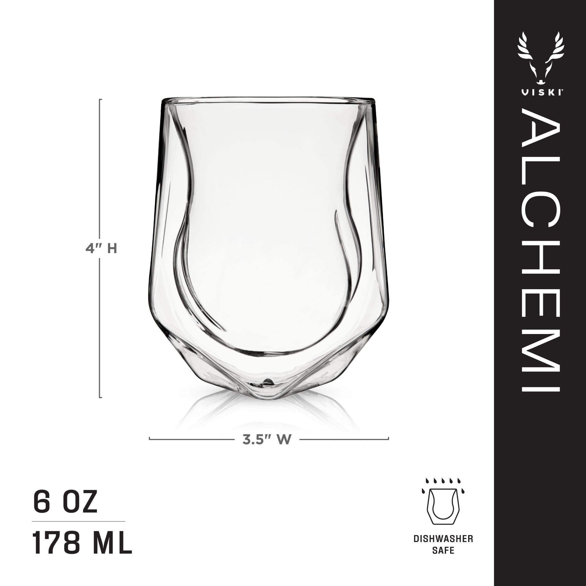 Viski aeration ridges gently aerate liquor for nuanced flavor notes.
