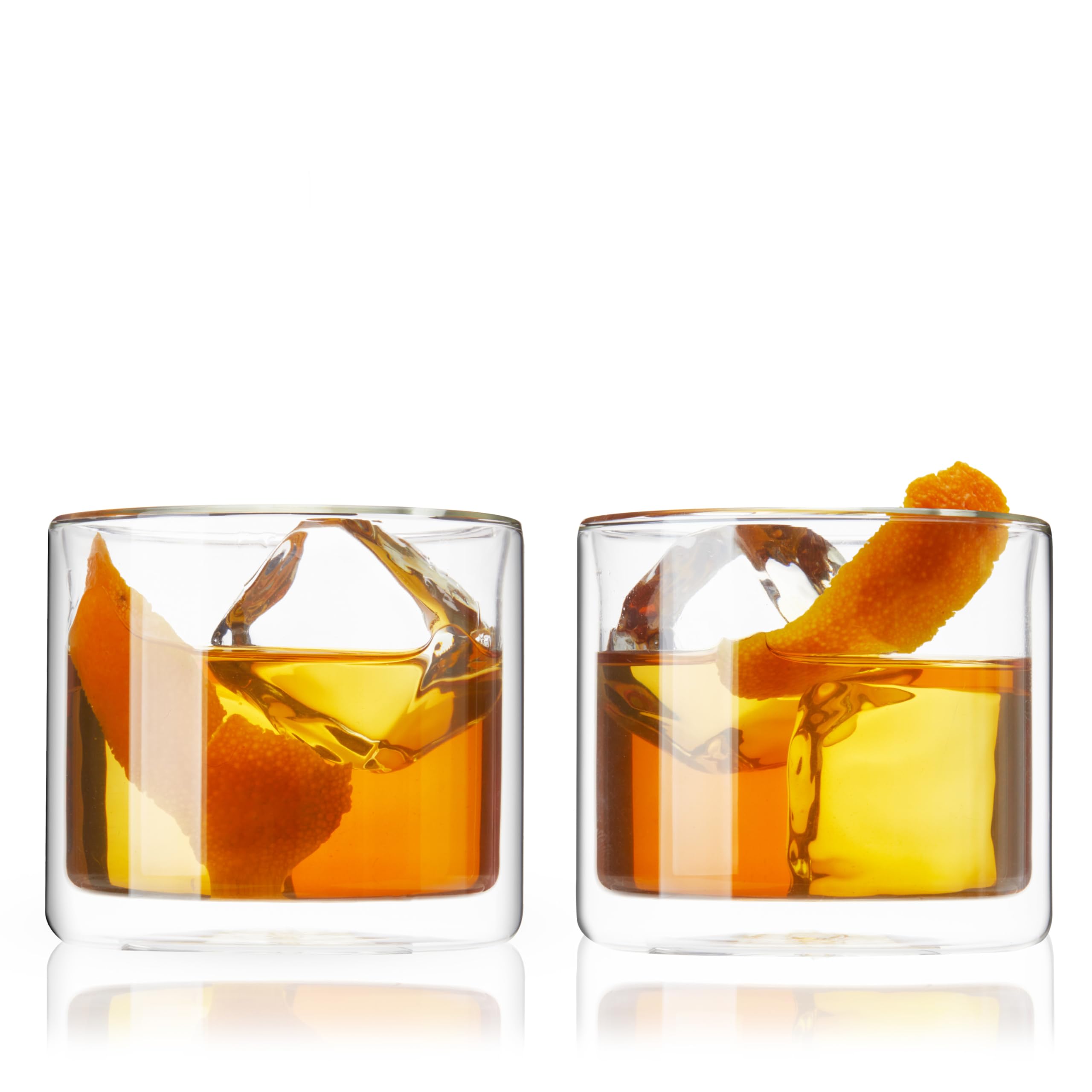 Viski double-walled old fashioned glasses top view with sleek insulated design