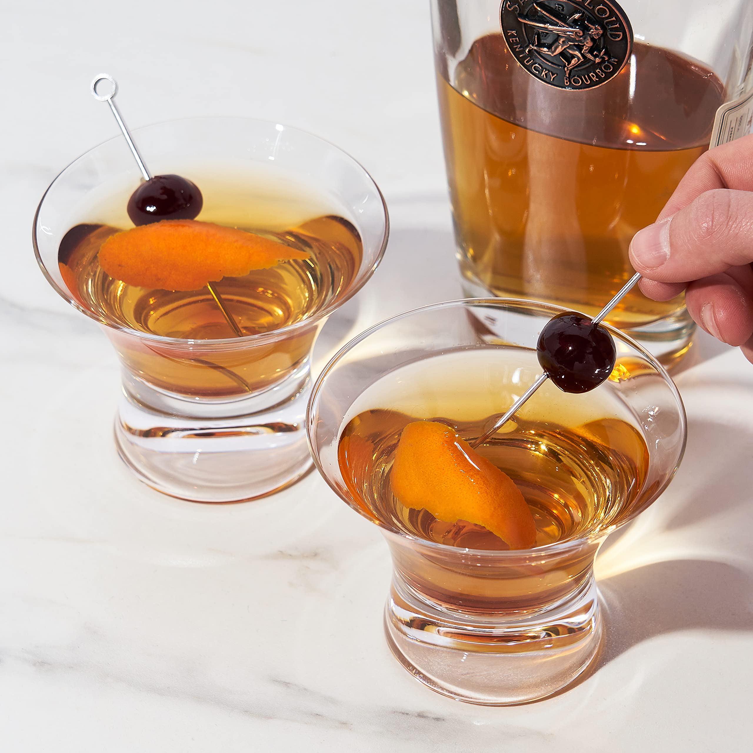 Viski two-pack Manhattan glasses make a stylish gift for cocktail lovers.