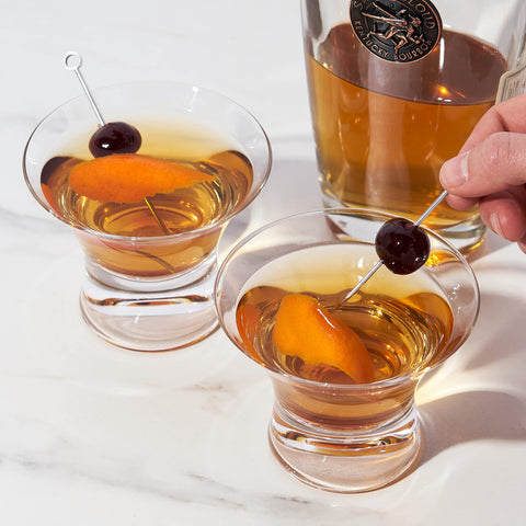 Viski two-pack Manhattan glasses make a stylish gift for cocktail lovers.