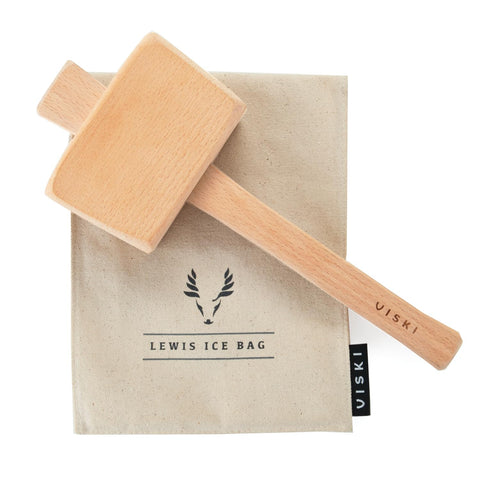 Viski Lewis ice bag and mallet set for professional-grade crushed ice.