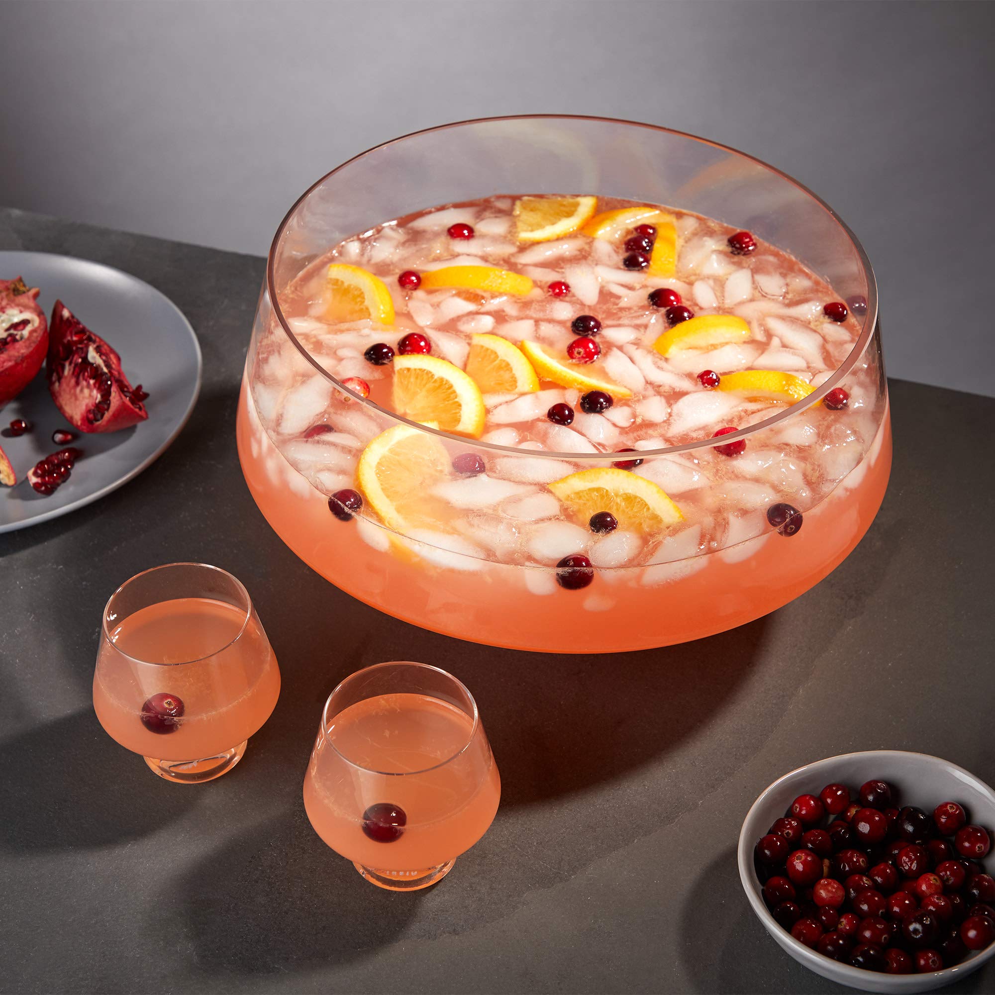 Viski punch bowl measures 12 inches across and 7 inches tall.