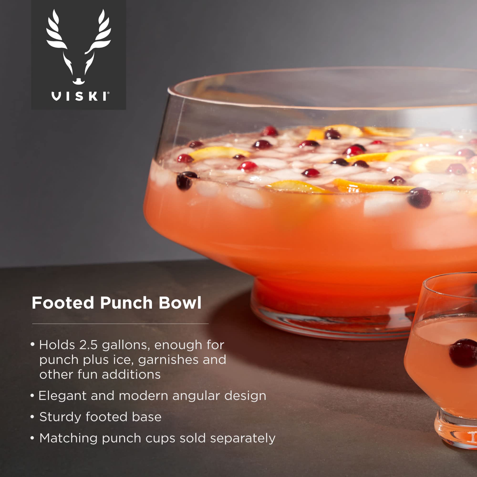 Viski punch bowl with heavy base for stable serving during lively gatherings.