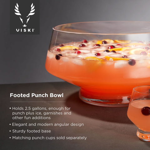 Viski punch bowl with heavy base for stable serving during lively gatherings.