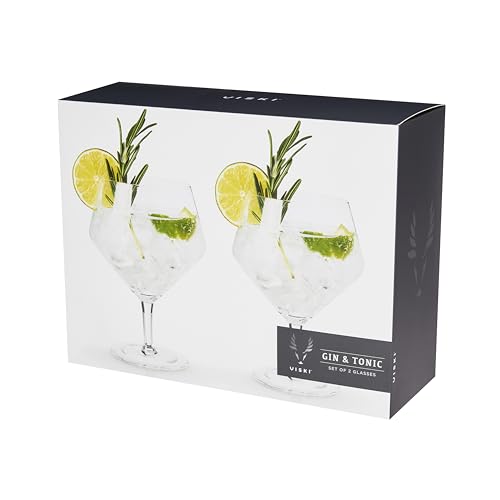 Viski Raye crystal clarity showcases botanicals beneath garnishes.