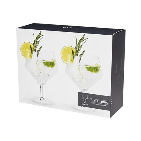 Viski Raye crystal clarity showcases botanicals beneath garnishes.