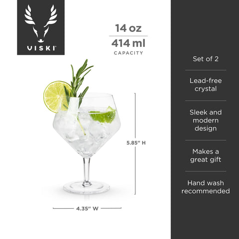 Viski Raye glass with ice-balloon shape keeps drinks cooler longer and aromatic.
