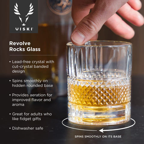 Viski Revolve with faceted crystal walls adds elegance to any bar
