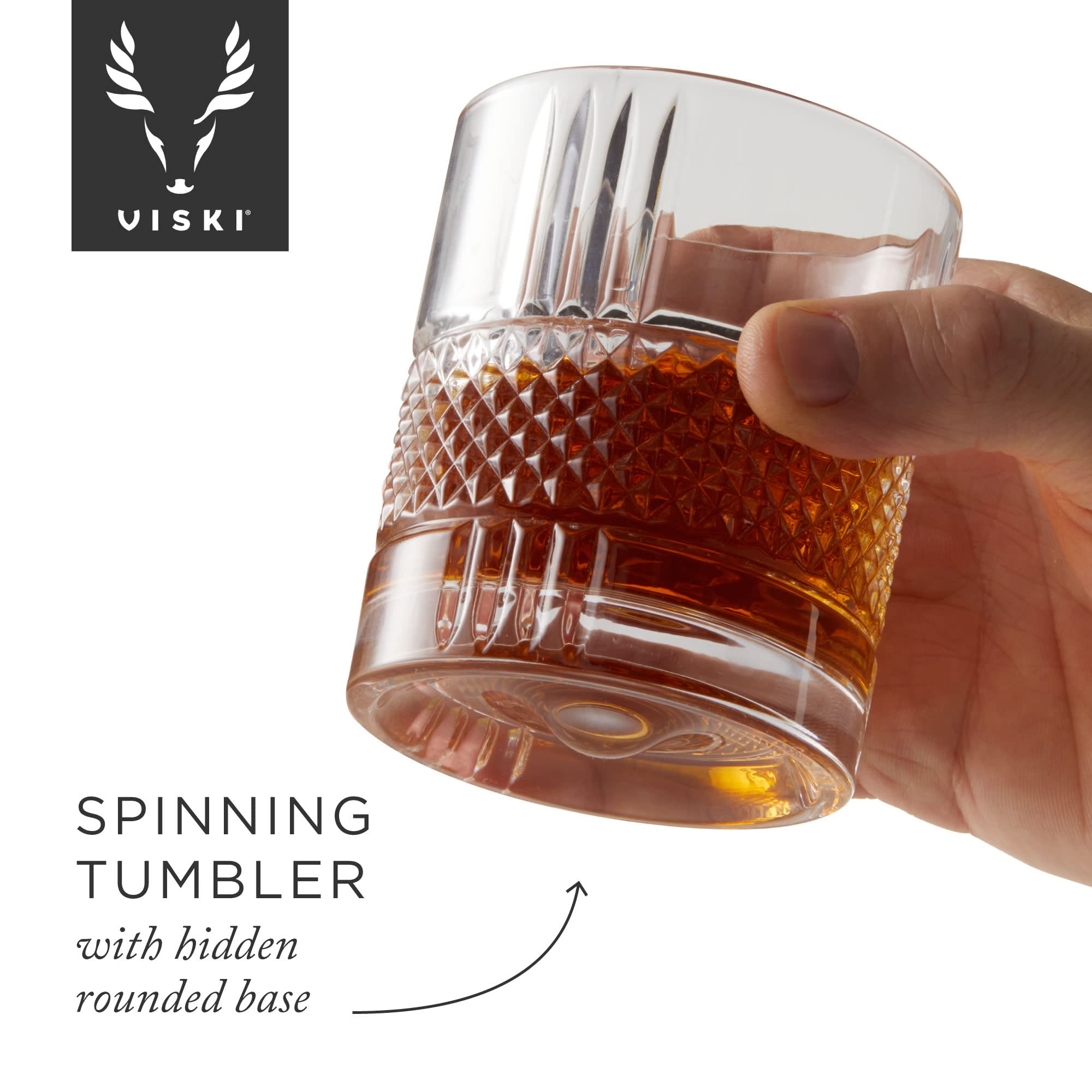 Viski Revolve lead-free crystal ensures bright, clear pours