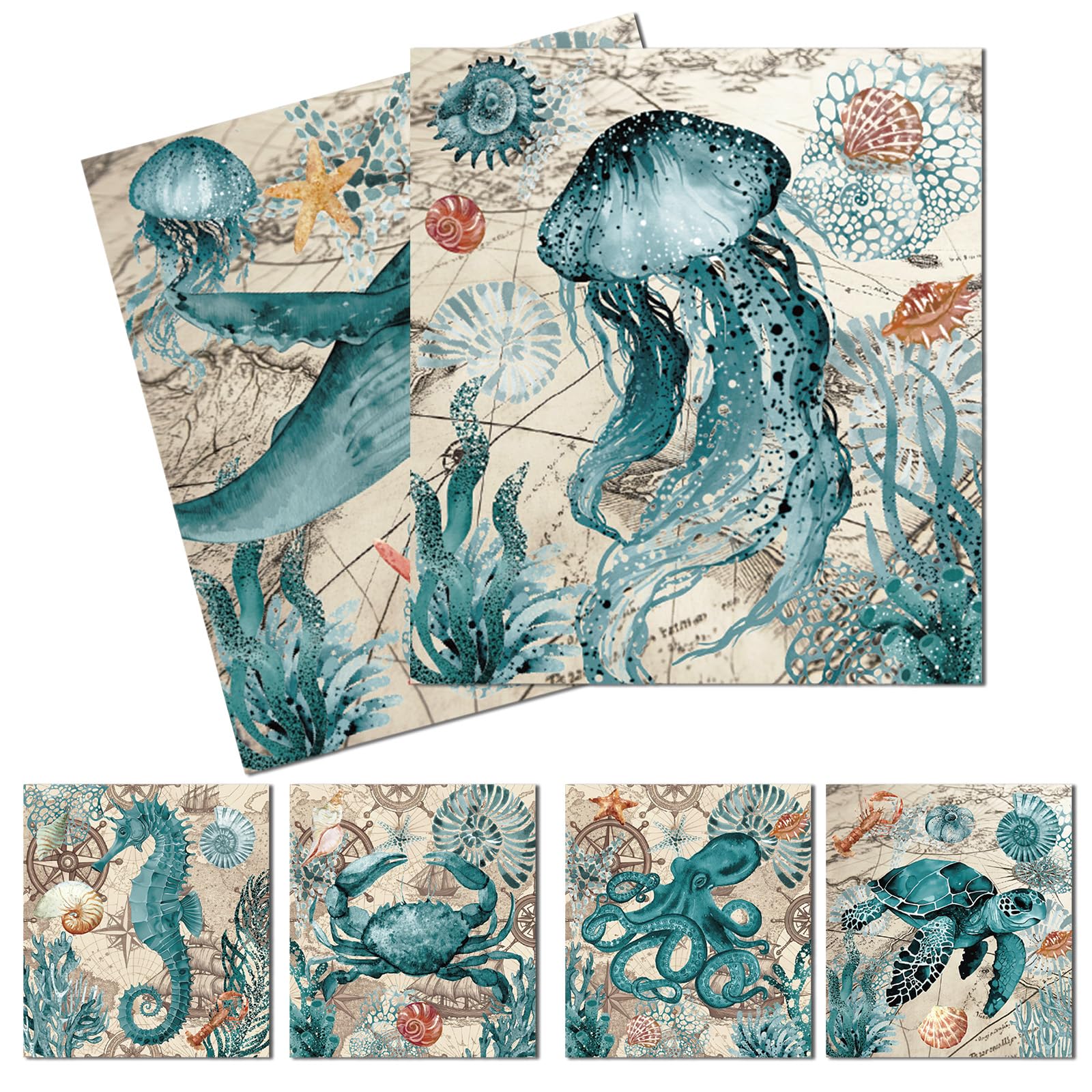 VISSTREE blue sea dishcloth with shell pattern for quick, effective kitchen drying