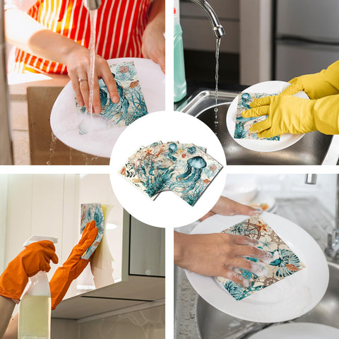 VISSTREE nautical shell dishcloth emphasizes durability for daily kitchen tasks