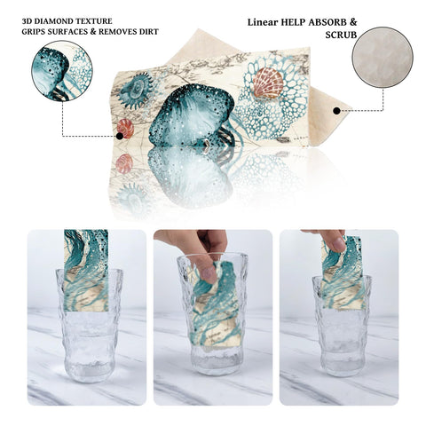 VISSTREE watercolor dishcloth pattern provides gentle cleaning on cookware