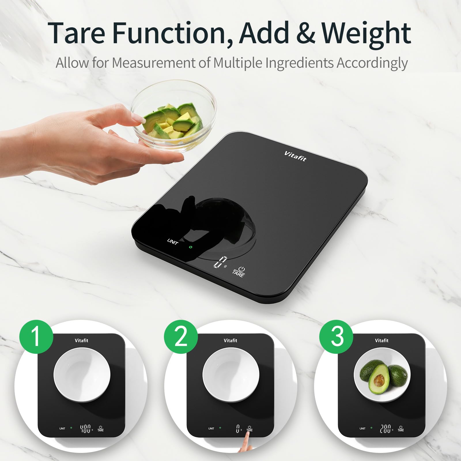 Vitafit green stability LED signals when weight is steady