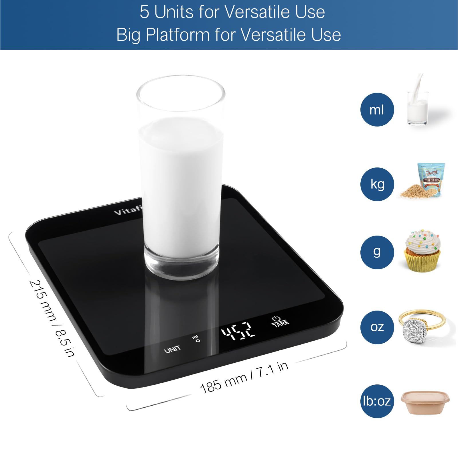 Vitafit scale demonstrates tare and add-weigh function for multiple ingredients