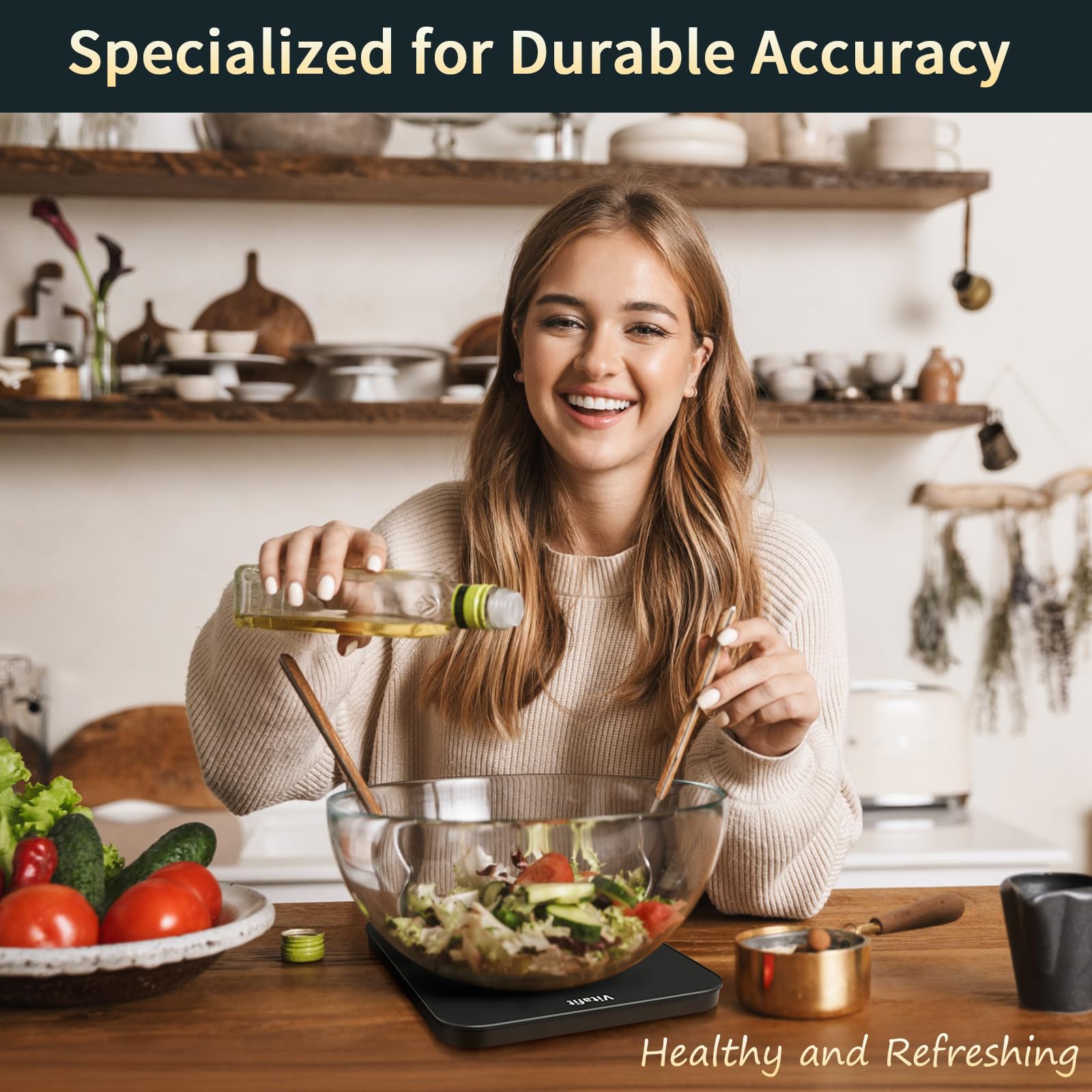 Vitafit tare-function simplifies measuring multiple ingredients in one bowl