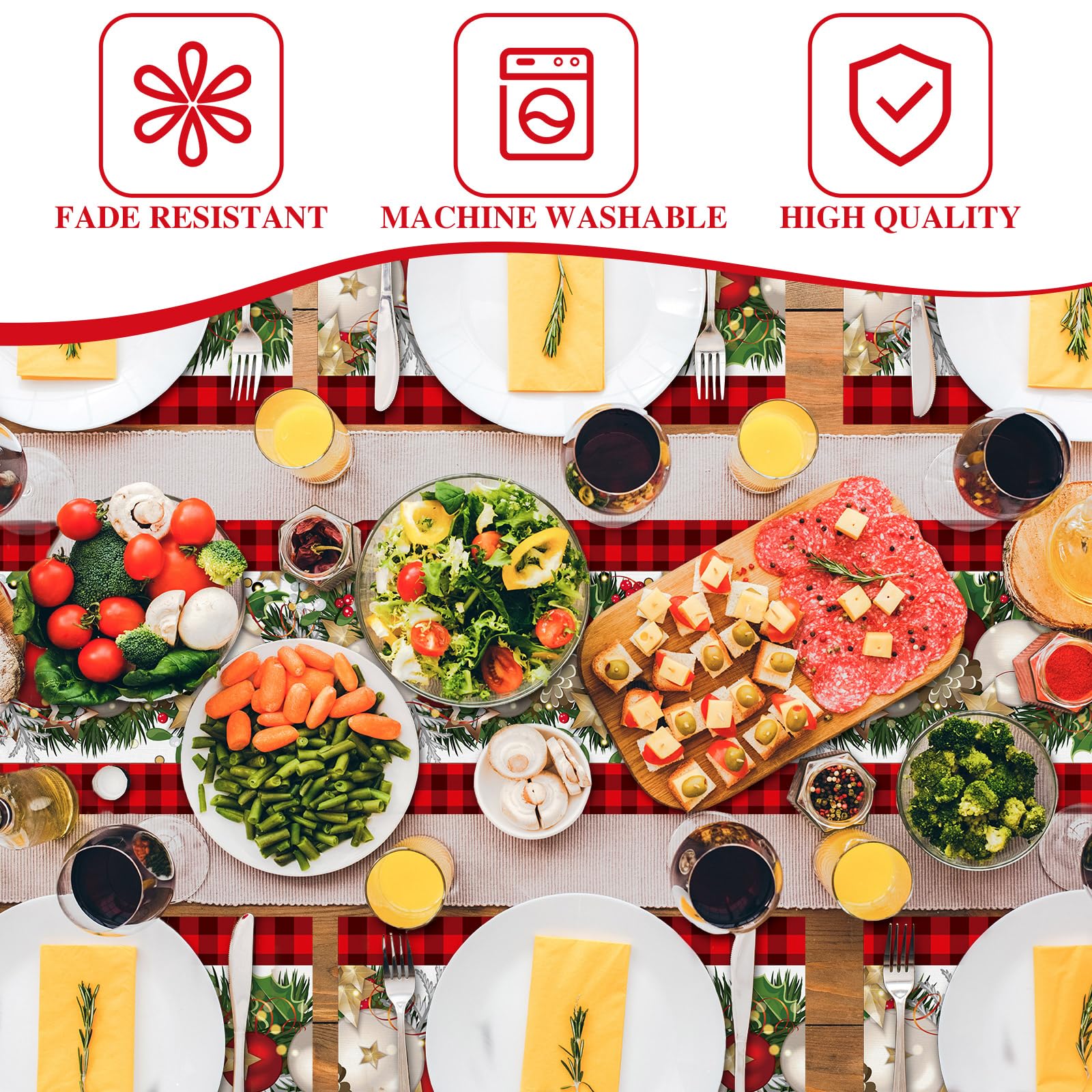 VitalCozy multicolor plaid design brightens holiday tables and decor.