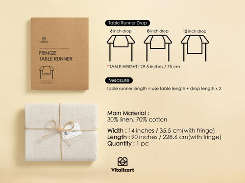 Vitalizart beige table runner in cotton-linen blend feels soft and breathable.