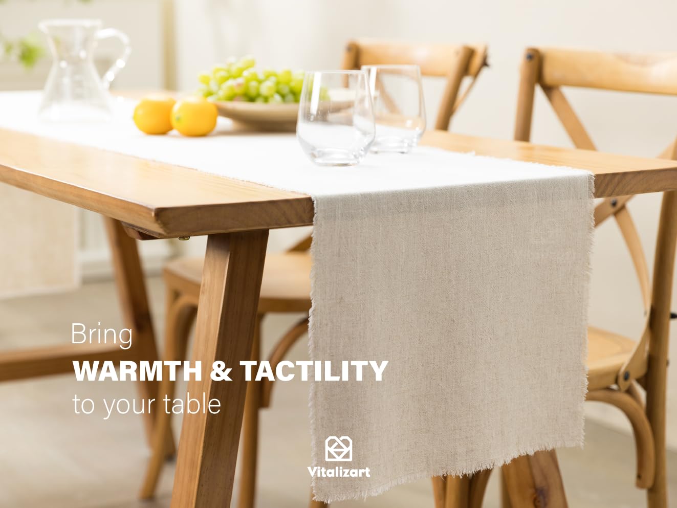 Vitalizart handmade frayed edges add rustic farmhouse charm to any setting.