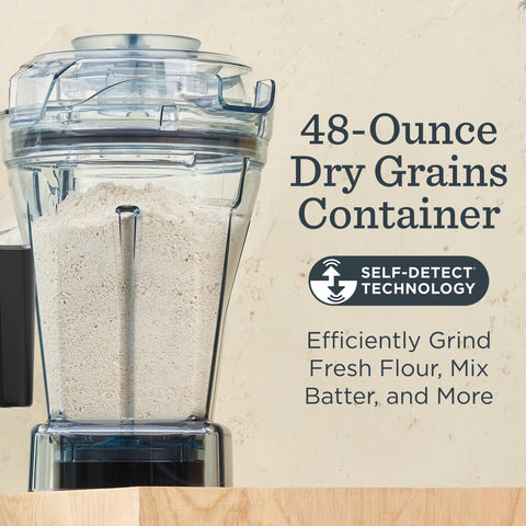 Laser-cut stainless-steel blades of Vitamix container deliver consistent blends with whole grains
