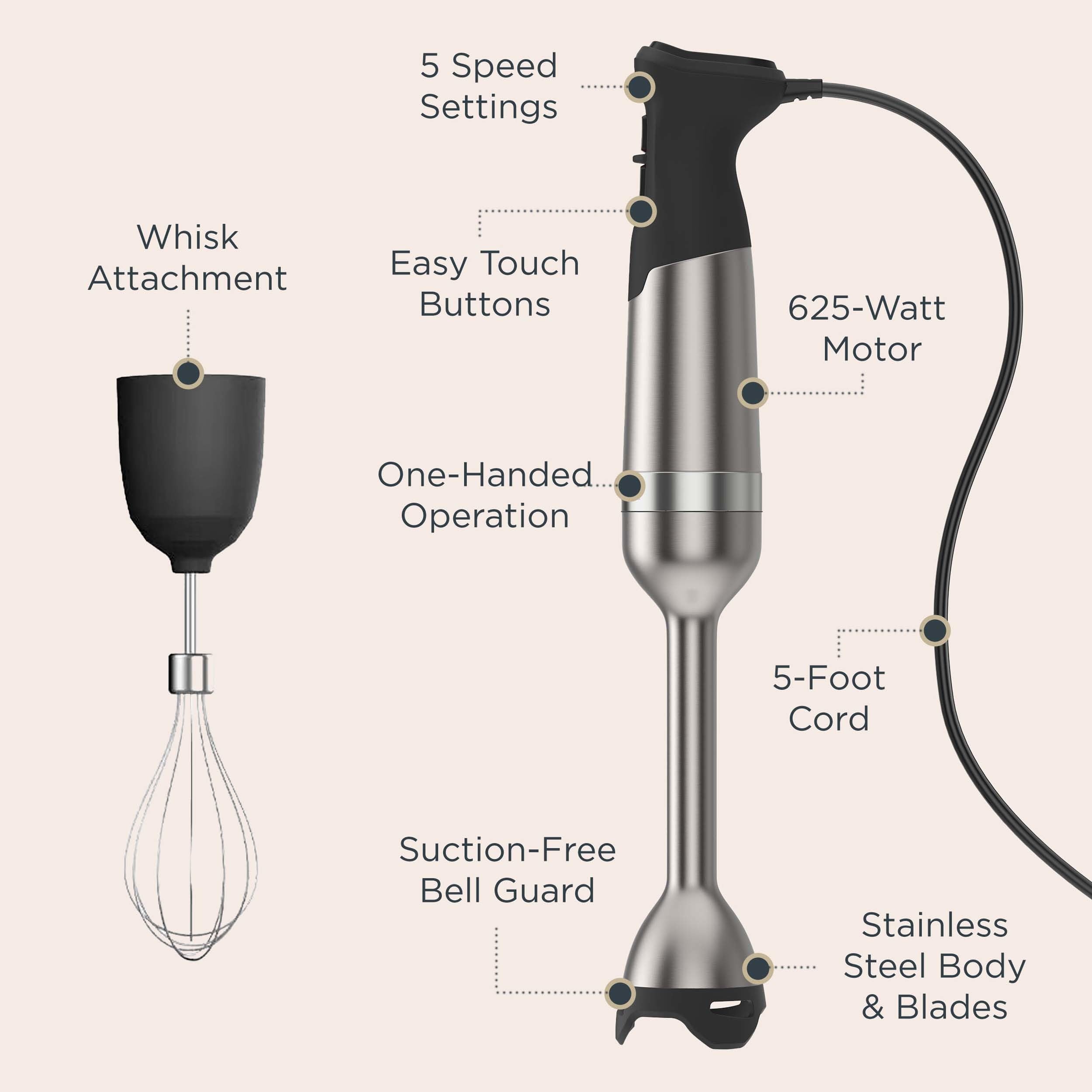 Vitamix immersion blender stainless steel blade handles tough ingredients smoothly