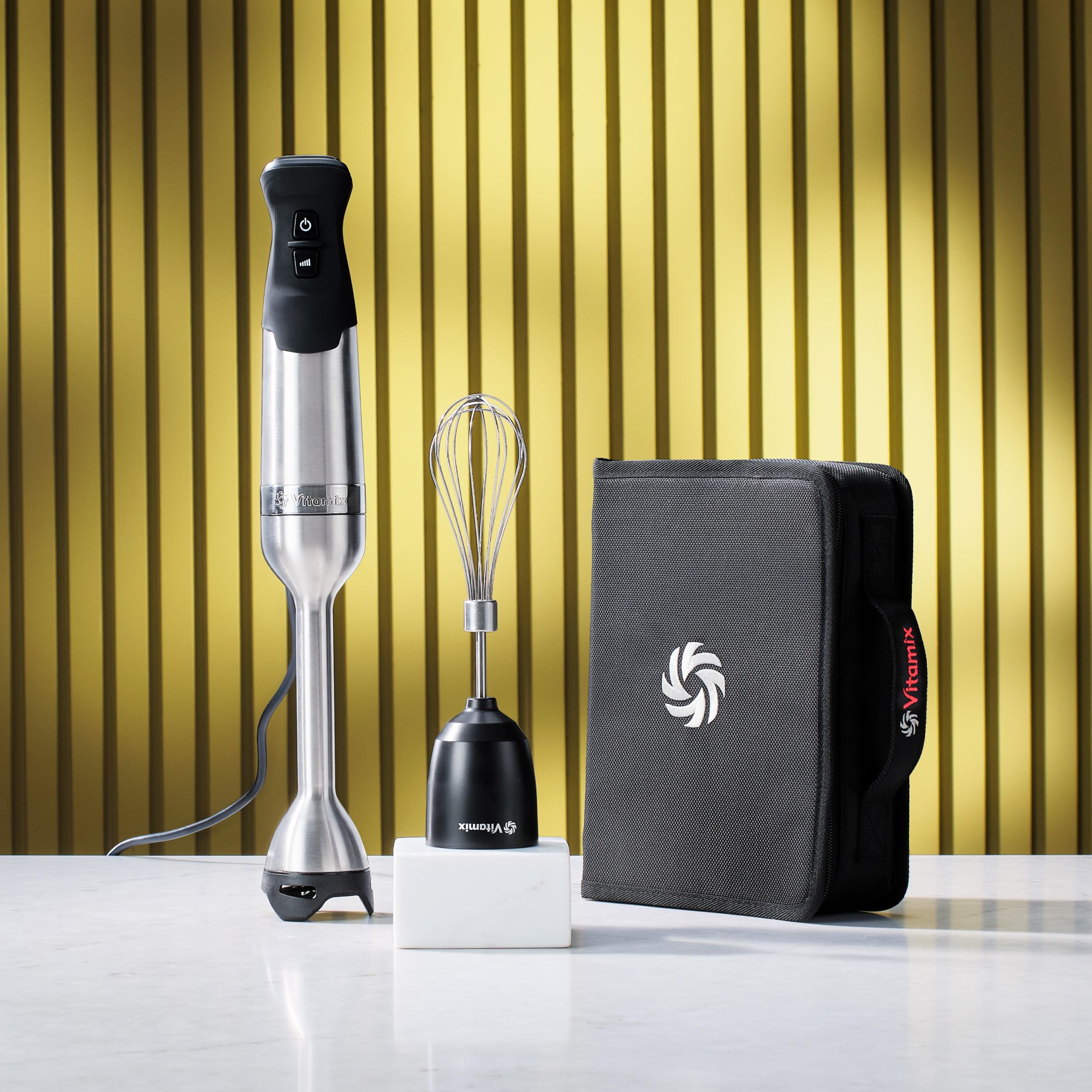 Vitamix immersion blender whisk attachment enables quick whipping of cream and eggs