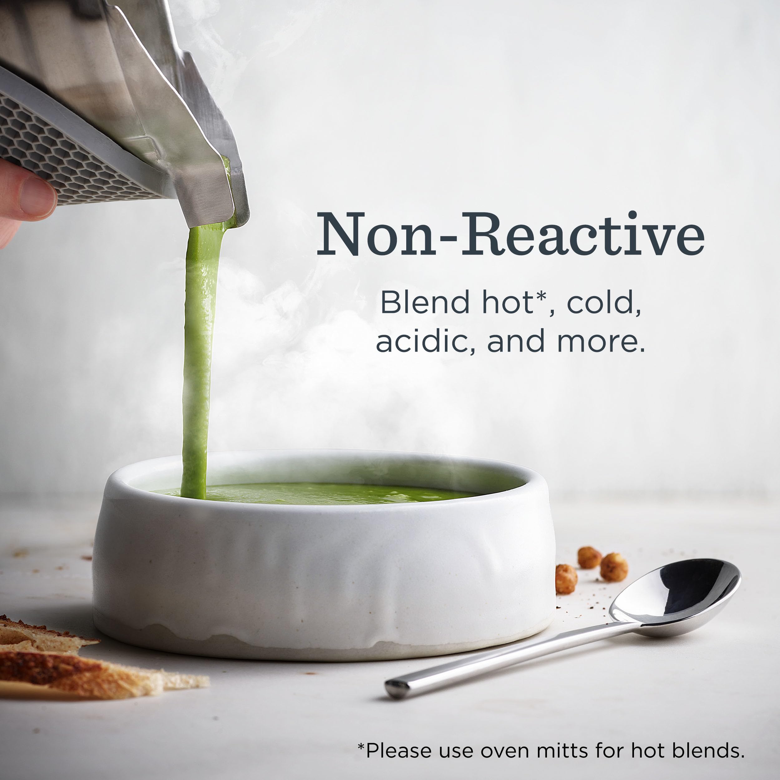 Vitamix laser-cut blades power through fibrous produce and ice.