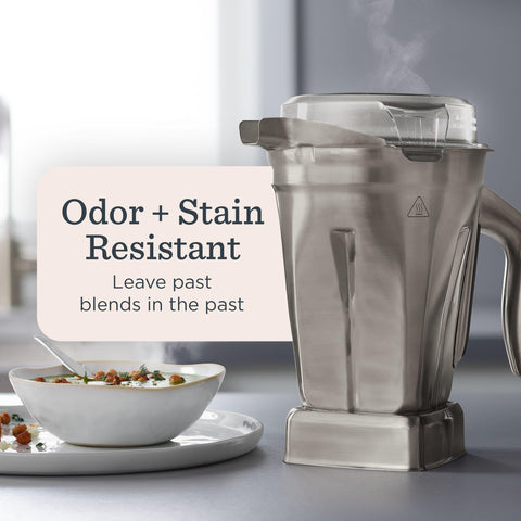 Vitamix odor- and stain-resistant stainless steel resists flavors and odors.