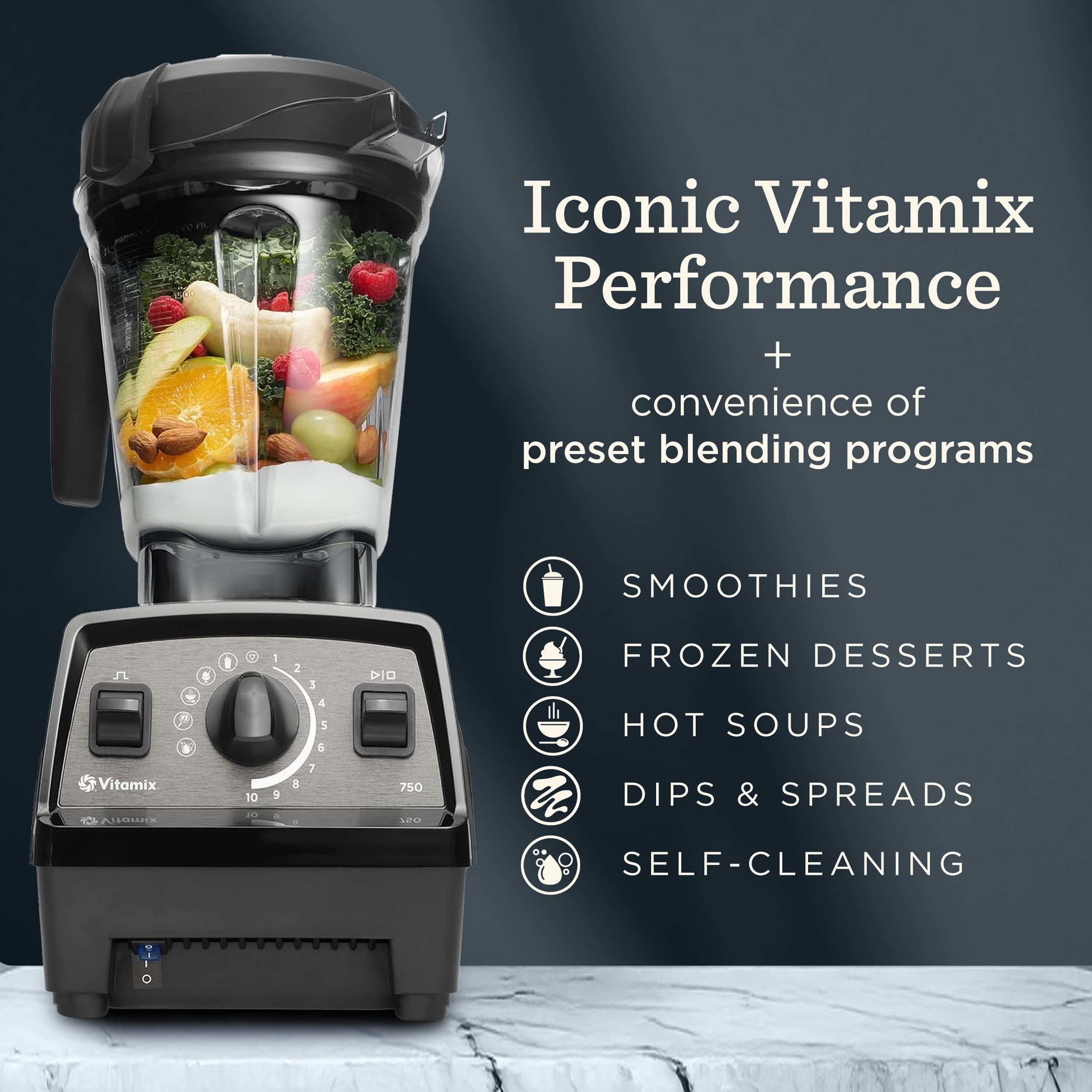 Vitamix Propel 750 low-profile tamper under kitchen cabinets