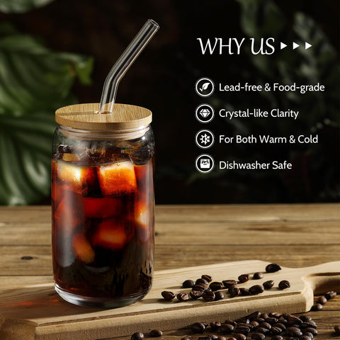 VITEVER 16 oz iced coffee glass is crystal clear and durable.