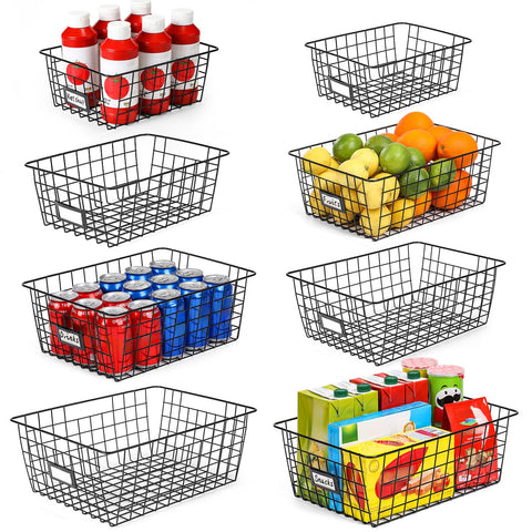 VITEVER 8-basket set XXLarge for spacious pantry organization with easy labeling.