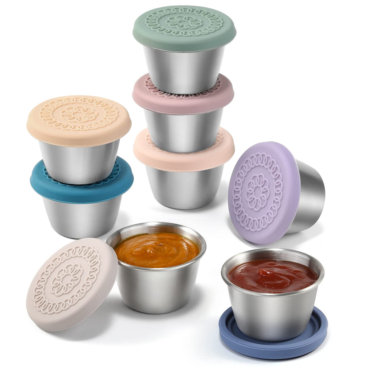 VITEVER 8-pack salad dressing containers shown for on the go use and portability