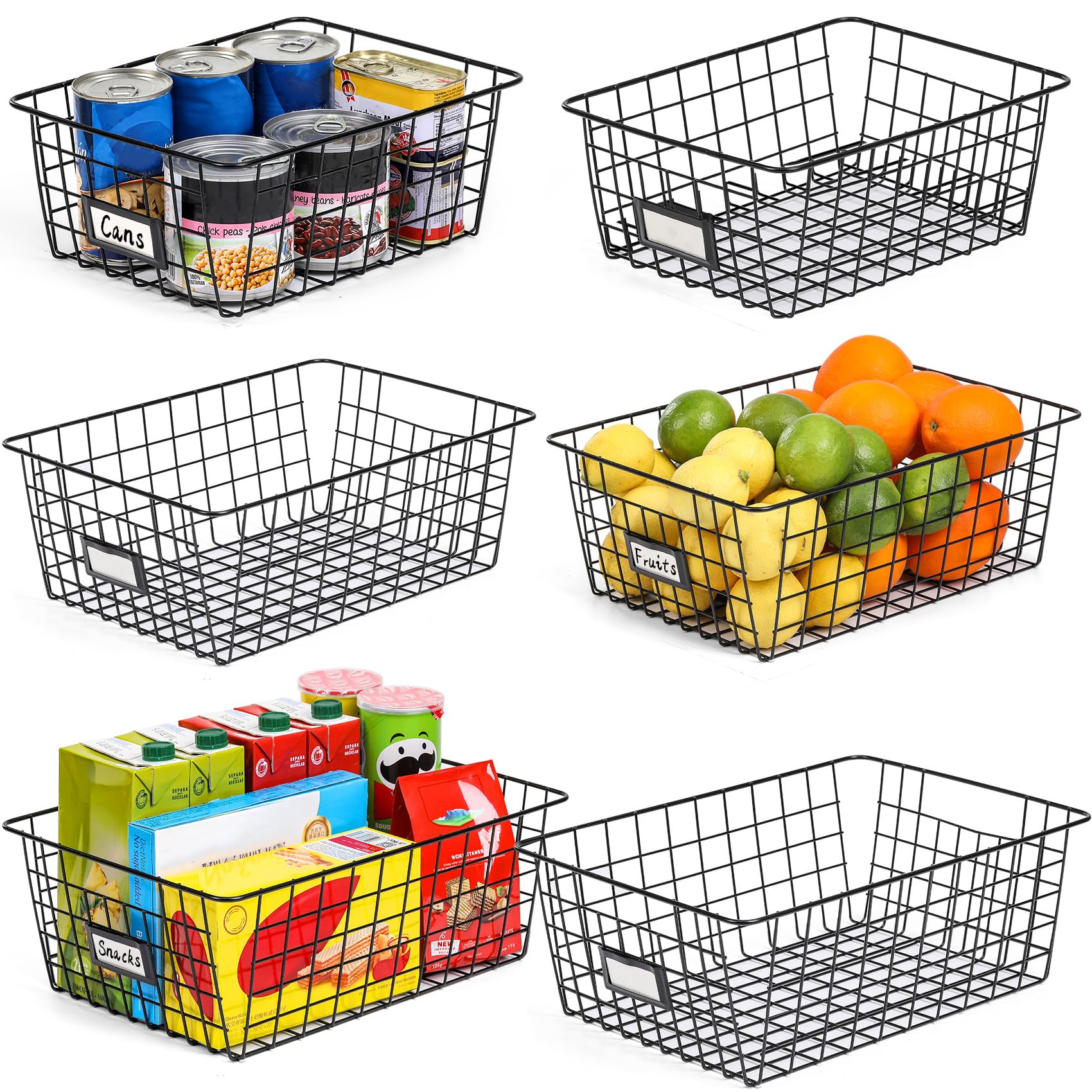 VITEVER baskets with easy-grip handles and labeling option.