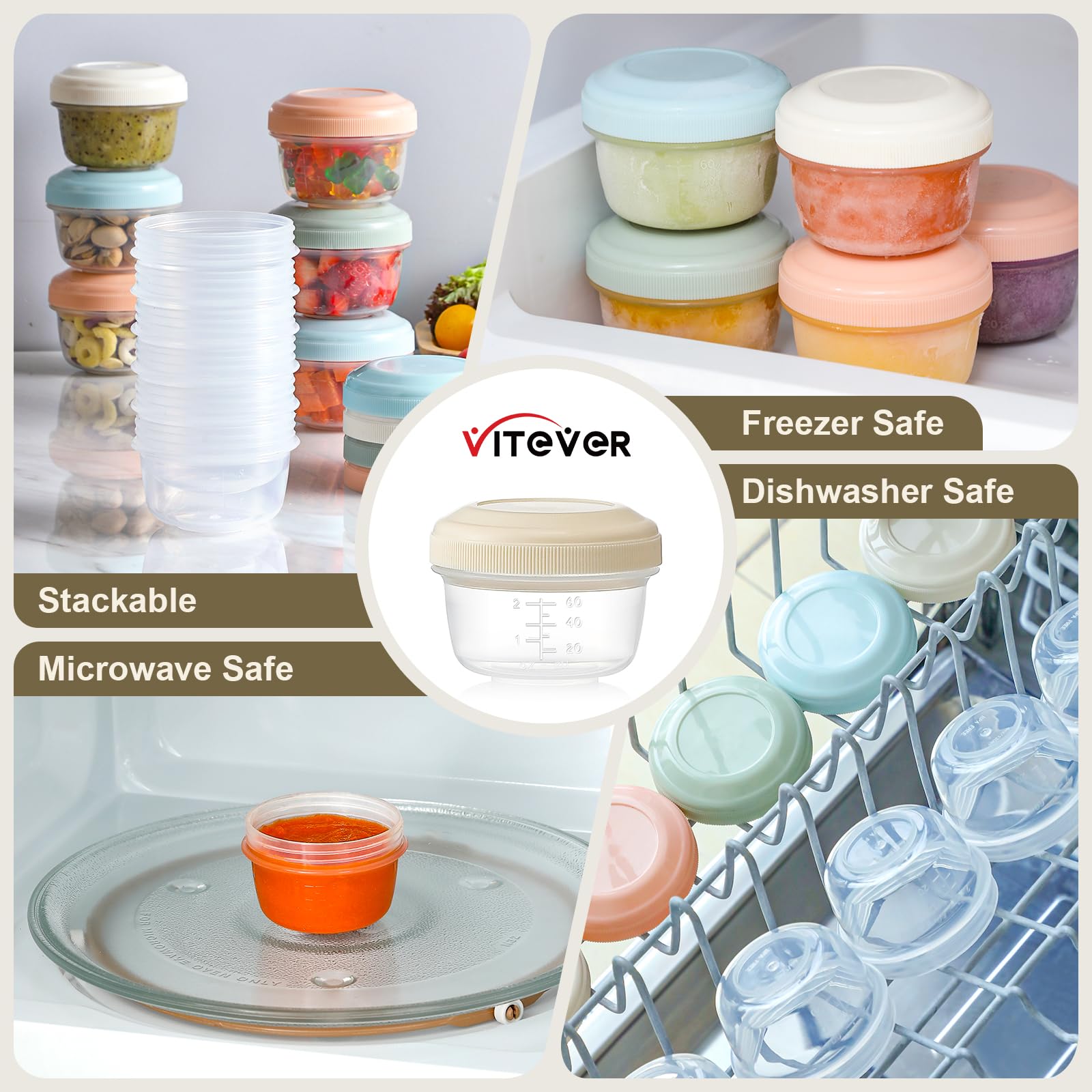 VITEVER dishwasher-safe jars simplify cleaning after busy days.