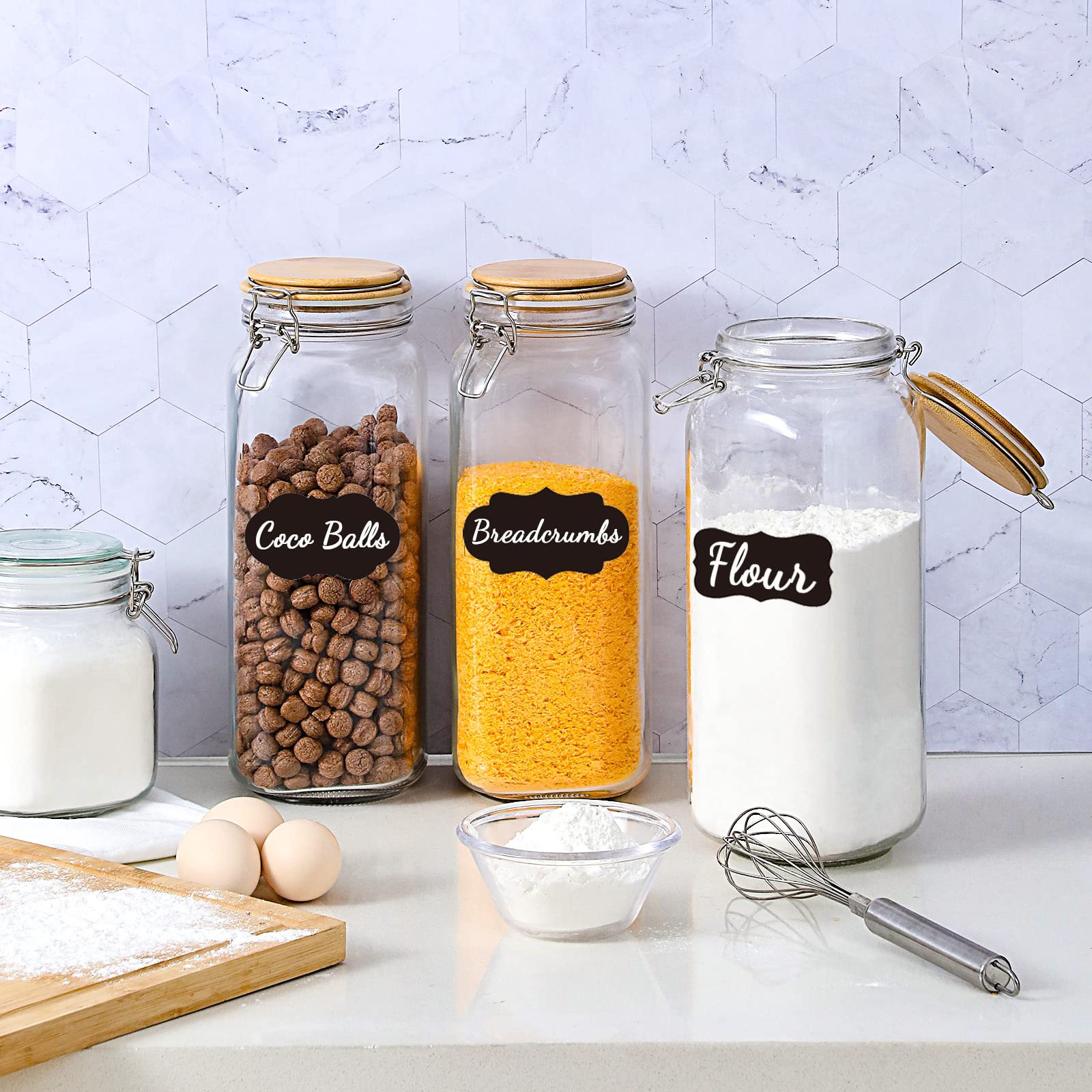 VITEVER set includes handy labels for simple pantry organization.