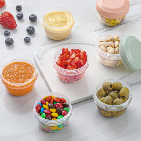 VITEVER reusable plastic jars for dressings, sauces, and portion control on picnics.
