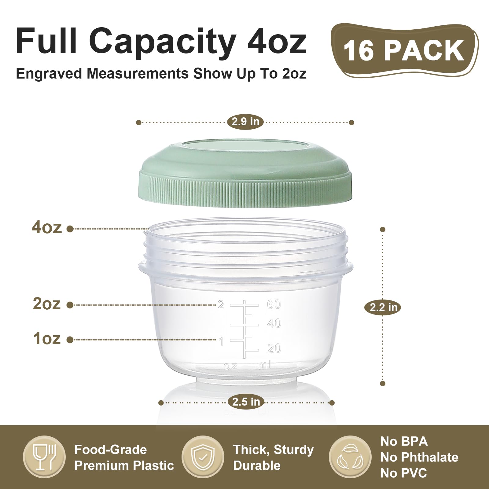 VITEVER small 4oz jars for snacks, puree, and baby food storage at home.