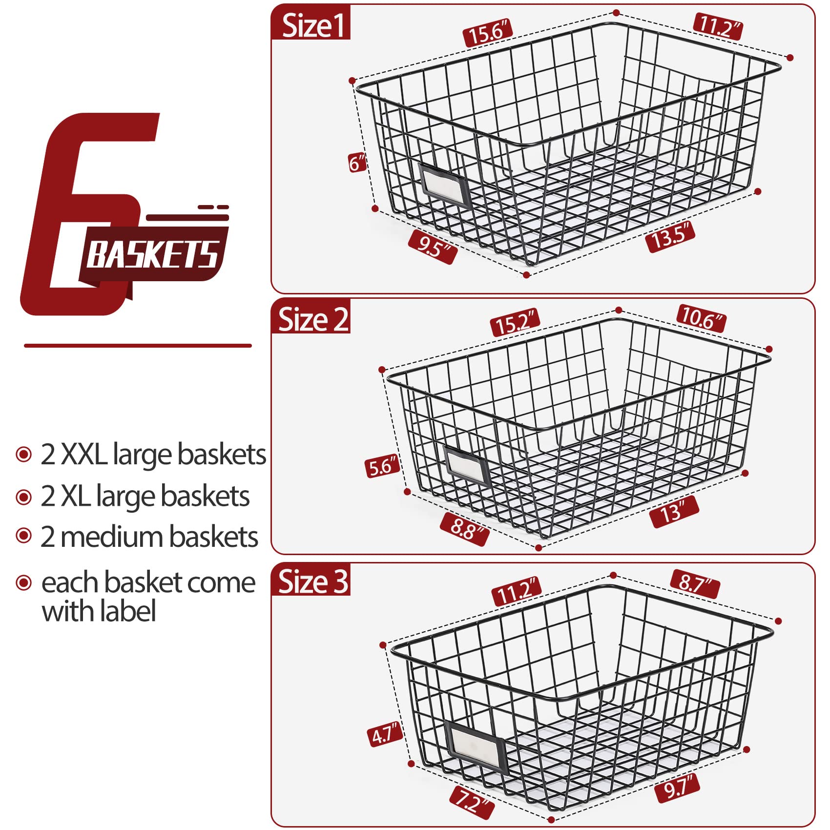 VITEVER XXLarge wire basket with generous capacity.