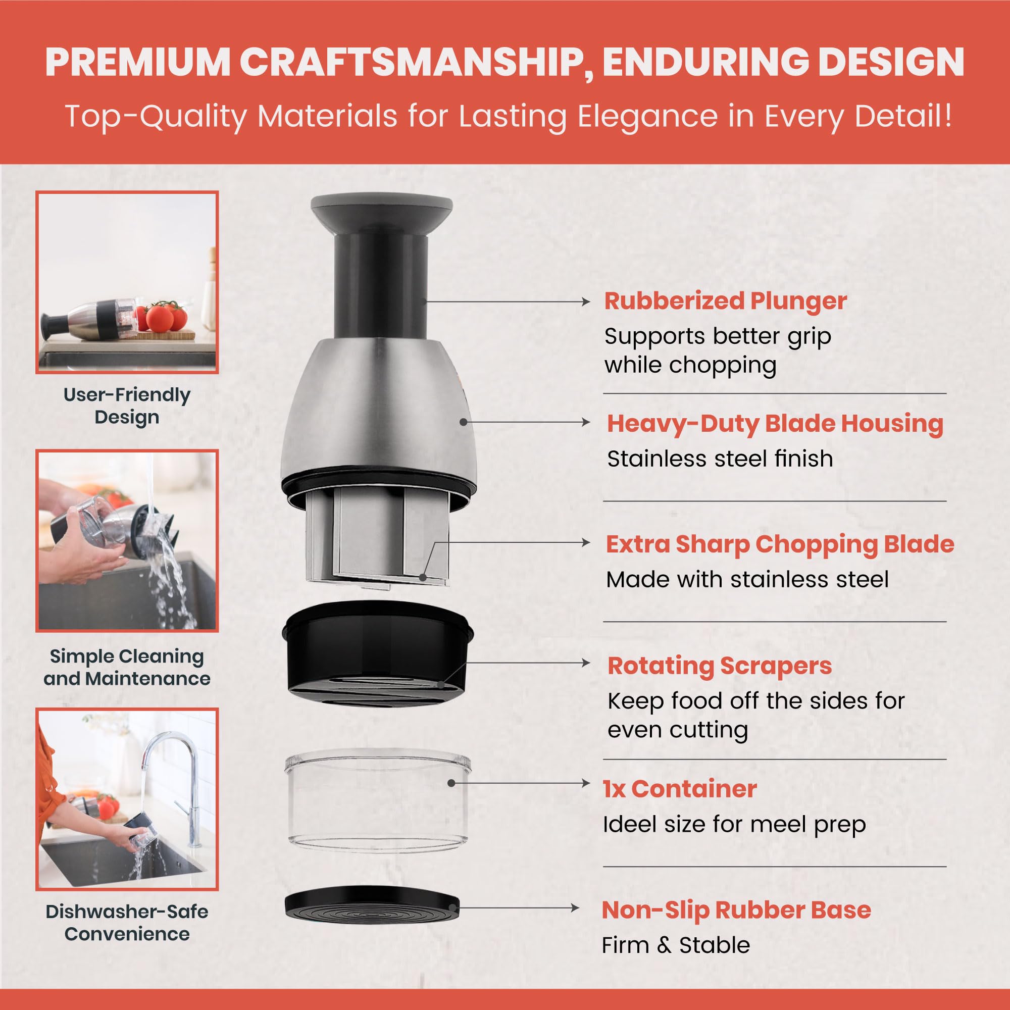 Vivaant Hand Chopper garlic mince shows efficient seasoning with fresh flavor release.