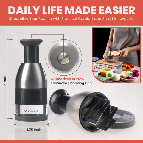 Vivaant Vegetable dicer ready for salad prep and versatile vegetable cuts.