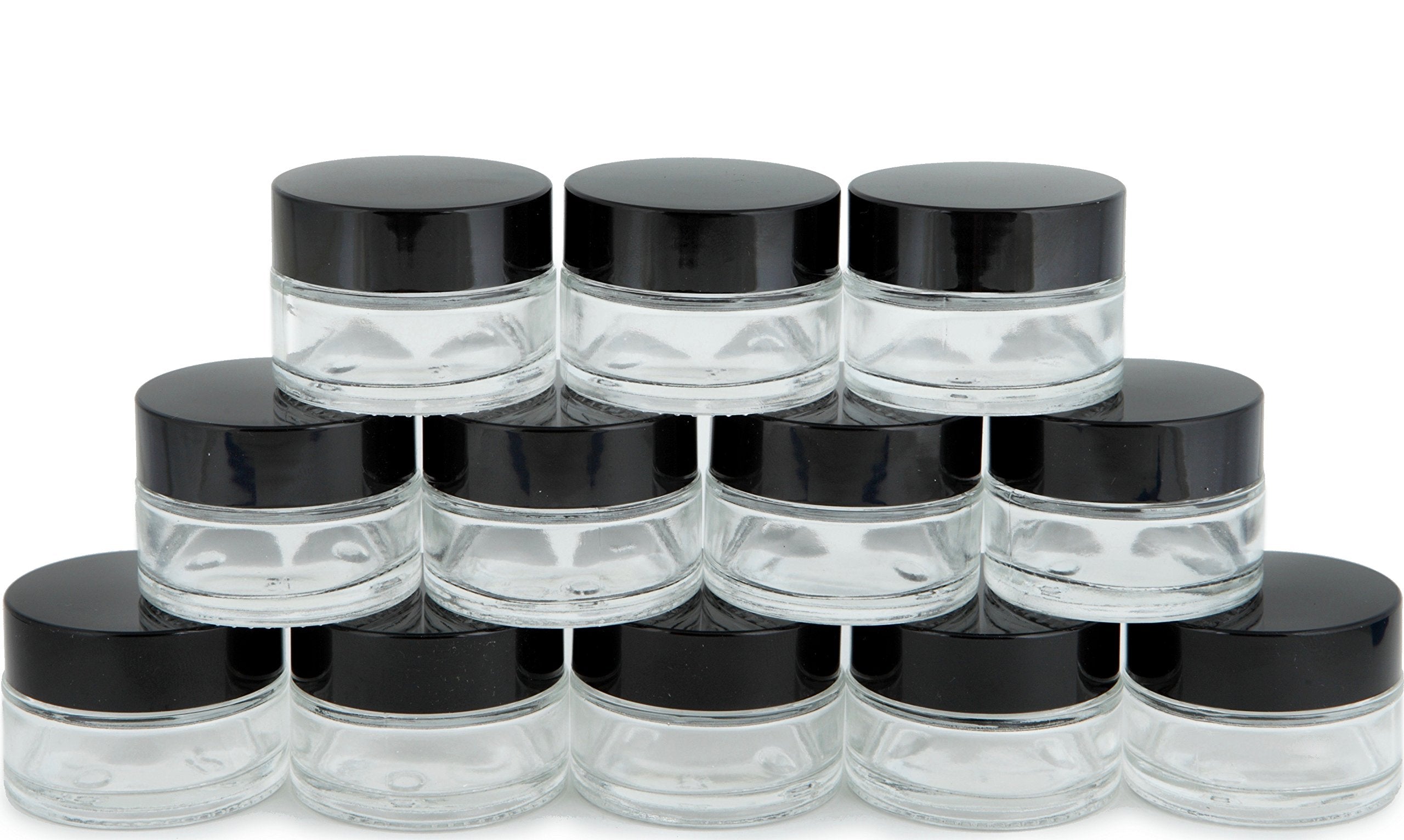 Vivaplex 12-clear 15 ml glass jar with transparent body for easy labeling.