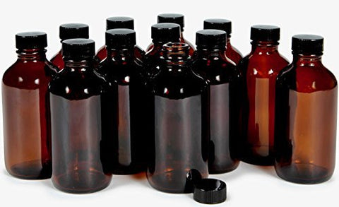 Vivaplex amber glass bottle 4 oz with black lid for essential oils and travel
