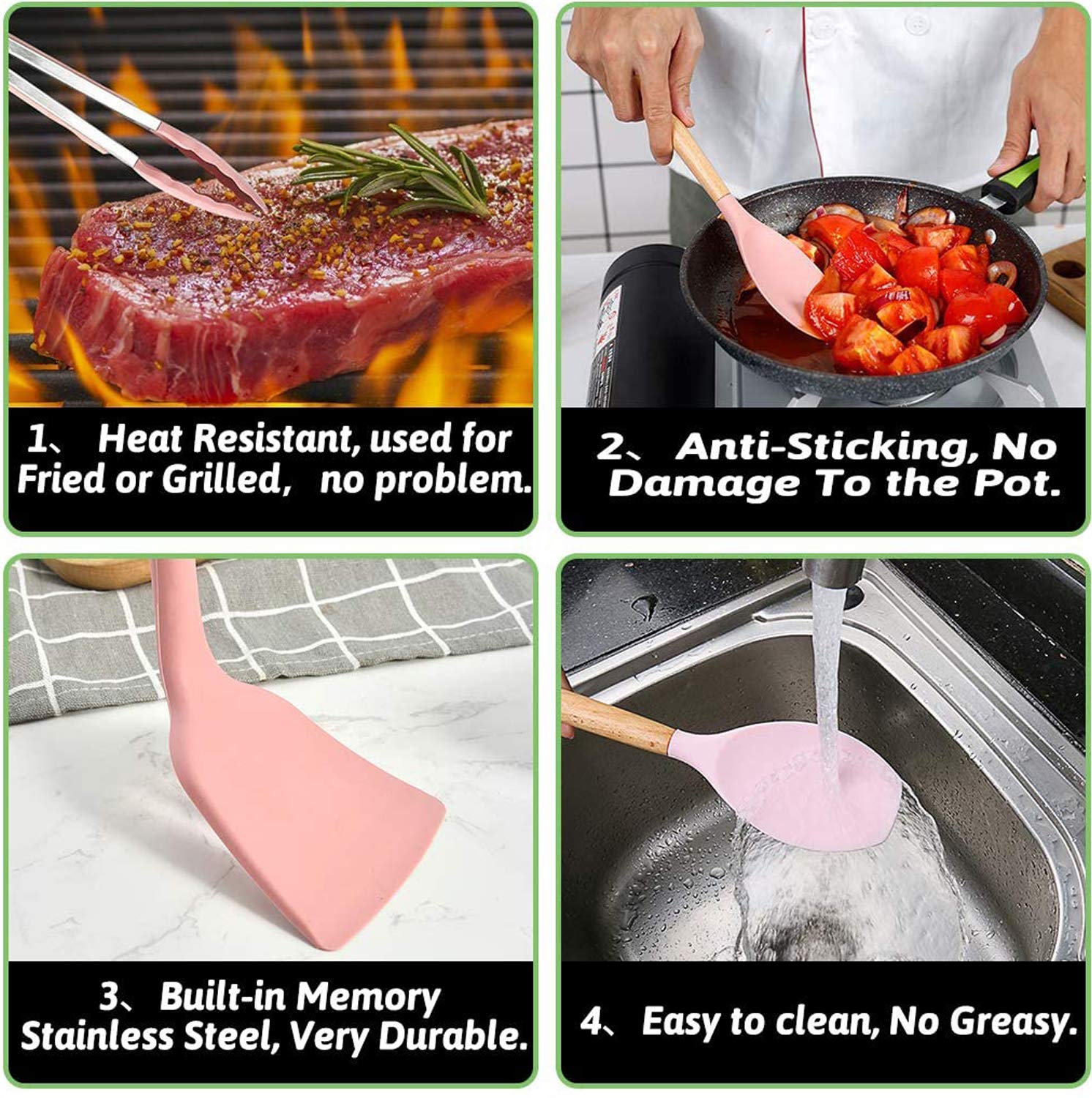 VIVAYO non-scratch silicone heads safeguard nonstick cookware